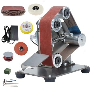 Imagem de Mini lixadeira elétrica de polimento-moagem, 33 x 3 cm, potência de 7 velocidades ajustáveis, multifuncional, kit de moedor de cinto para faca de metal e polimento de madeira
