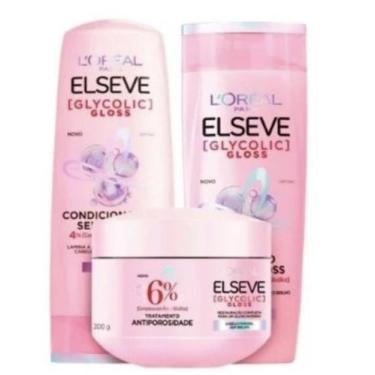 Imagem de Kit elseve glycolic gloss shampoo + cond + máscara loréal