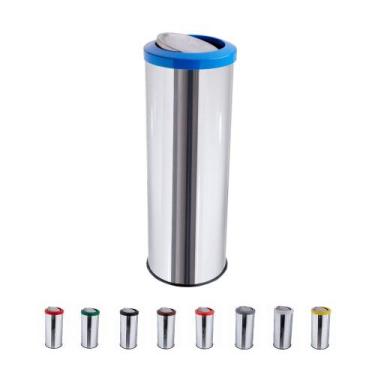 Imagem de Lixeira Inox Com Tampa Basculante Flip-top 30 Litros Cesto De Lixo - C