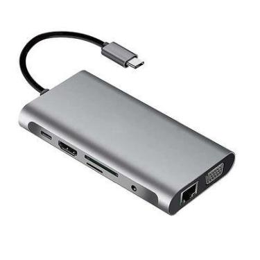 Imagem de Hub Md9 10 Portas Usb 3.0 HDMI Usb Tipo C Vga Rj45 Micro Sd Tf Card - 9537