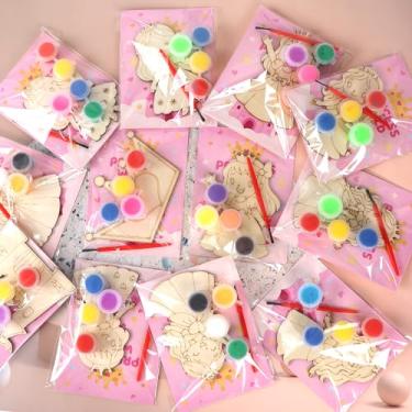 Imagem de LARDUX 24 peças de lembrancinhas de festa de princesa, artesanato de pintura em madeira - 8 estilos de princesas animais parttens inacabados recortes de lascas de madeira kits de artesanato com