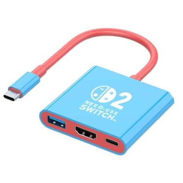 Imagem de Aiyingmei Switch Dock para Nintendo Switch 1/2ST Docking Station, adaptador portátil para TV Dock compatível com Nintendo Switch/OLED/Steam Deck com modo de TV 4K/60HZ com HDMI2.0 (azul)
