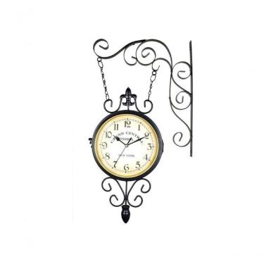 Imagem de Relógio Estação Retrô Dupla Face Decoração Preto New York