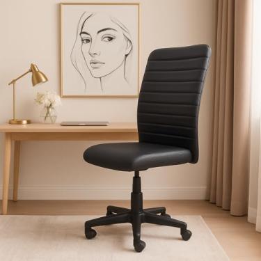 Imagem de Cadeira De Escritório Preta Office s/Braços Magnum Executiva Rodízios Ergonômica Costura Esteirinha