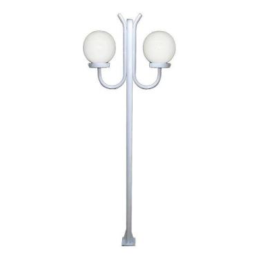 Imagem de Poste Luminária Glob Duplo Braço Cima Branco 300cm - OURO MINAS
