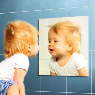 Imagem de canhard Espelho de parede inquebrável, espelho de comprimento total, espelhos de acrílico para parede, espelho de corpo inteiro para quarto, espelhos de academia para casa, 20 x 20 cm, seguro para