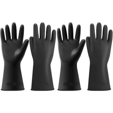 Imagem de 2 pares de luvas de borracha longas de látex resistentes de manga comprida químicas para homens e mulheres