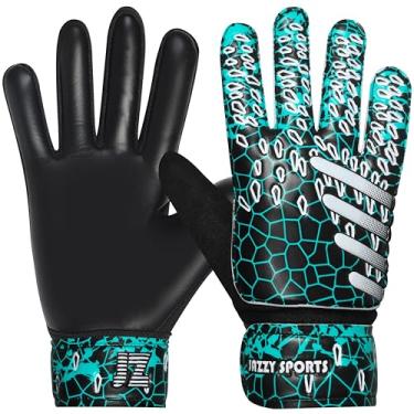 Imagem de Jazzy Sports Luvas de goleiro de futebol para crianças, jovens e adultos, com proteção de pulso dupla, palma de látex de 4 mm (água, tamanho 7, adequado para tamanho P-M adulto)