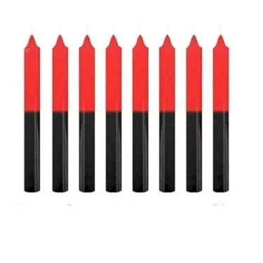 Imagem de Velas Palito Bicolor 16cm, Kit 36 Unidades, Parafina Pura - Cores na Variação (Vermelha e Preta)