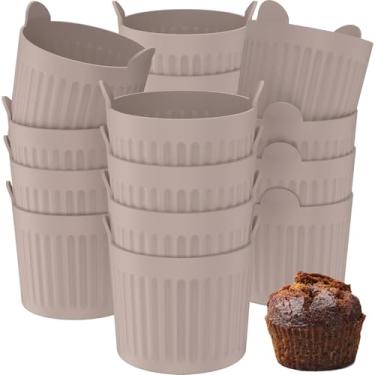 Imagem de 16 peças de silicone para fritadeira a ar, fritadeira antiaderente, fritadeira, ramekin para ovos, cupcakes, muffins, pudins, tortas, cremes (marrom-16-6,5 x 6,5 cm)