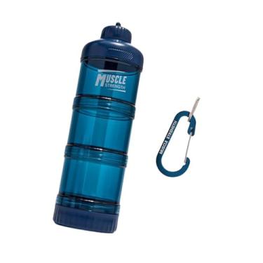 Imagem de IEUDNS Recipiente de viagem para proteína em pó, suporte para dispensador de proteína com mosquetão, organizador de suplementos para academia, escritório, Azul