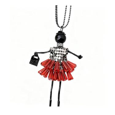 Imagem de OSCCI Colar de boneca de cristal Paris para mulheres, vestido bonito feito à mão com pingente de corrente longa, bijuteria de formatura, Metal, Sem Pedra Preciosa