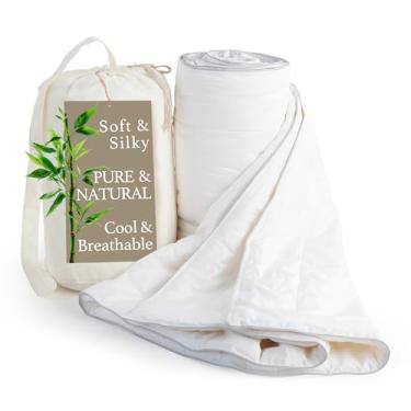 Imagem de Edredão refrescante de nuvem de bambu, 100% viscose de bambu, capa 60% viscose de bambu 40% algodão, enchimento de edredom leve, colcha de verão respirável, 238 x 248 cm, tamanho Queen