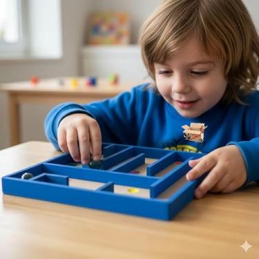Imagem de Brinquedo Pedagógico Educativo Em Madeira Labirinto Coordenação Motora