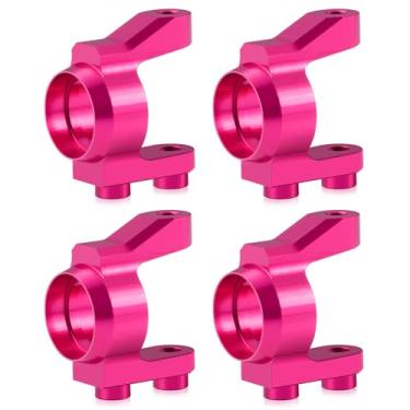 Imagem de Zolikar 4 peças de liga de alumínio RC copo de direção dianteiro e traseiro bloco de junta de direção peças de atualização para carro 1/10 Cero Ultra RC Drift (rosa vermelha)