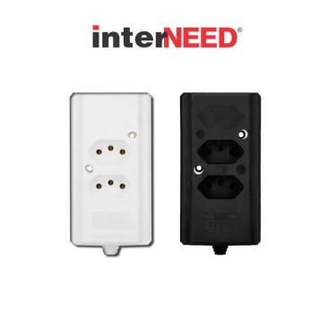 Imagem de Tomada Barra Dupla 2 Polos + T BIAMPER Branca Interneed