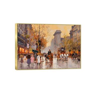 Imagem de BMZFYBS Arte de parede em tela reprodução de pintura famosa - imagens de moldura dourada para decoração de portão de sala de estar e impressões 70 x 100 cm 27 x 39 pol