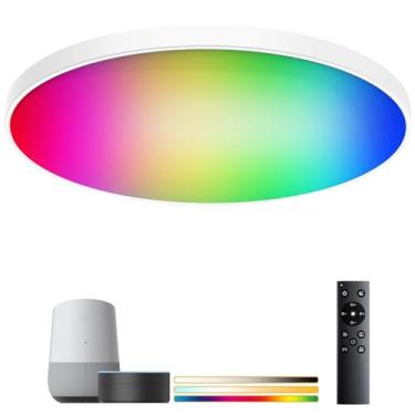 Imagem de 85-265v Luz Inteligente, Plafon Led Sobrepor, 24w Plafon Inteligente Sobrepor, 3000k-6500k Plafon Inteligente, Controle de Voz/Wifi Lampada Inteligente, Led Inteligente, 16 Milhões de Cores Da Luz