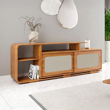 Imagem de Rack para TV Até 75 Polegadas Dubai 2 Portas Marrom - Viero Móveis