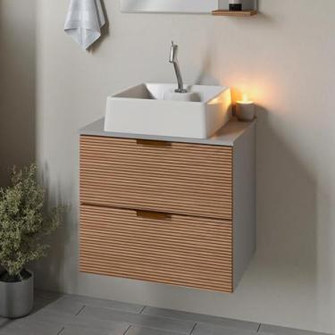 Imagem de Gabinete Armário Lavatório Lavabo Para Banheiro Com Cuba Suspenso Fendi Compacto Organizador