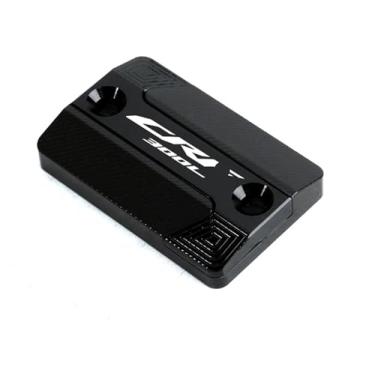 Imagem de Acessórios de motocicleta Tampa do reservatório de fluido de freio dianteiro e tampa de enchimento de óleo do motor compatível com CRF300L CRF 300 L CRF 300L 2021 2022 (tampa frontal preta)