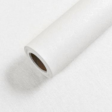 Imagem de ESSMOKO Papel de parede padrão de seda PVC impermeável papel de parede autoadesivo quarto sala de estar novo estilo chinês decoração de fundo adesivos brancos 45 * 500 cm