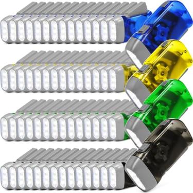 Imagem de Treela Pacote com 60 lanternas de manivela para operação de itens de Natal, lanterna de apertar a granel, sem necessidade de bateria, lanterna com 3 LEDs de carregamento automático (azul, cinza