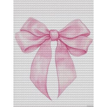 Imagem de YEEIFFD Kit de arte de desenho de diamante com laço de fita rosa aquarela para adultos faça você mesmo pintura de arte de diamante broca completa arte de pedra redonda para artesanato decoração de