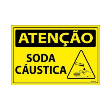 Imagem de Placa De Sinalização Atenção Soda Cáustica 30x20 Ecom IA - SA113 F9e