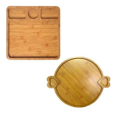 Imagem de Kit 2 Petisqueiras Mdf Gamela Bandeja Tábua 7 Divisórias