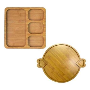 Imagem de Petisqueira De Madeira Divisórias Gamela Coração 30cm