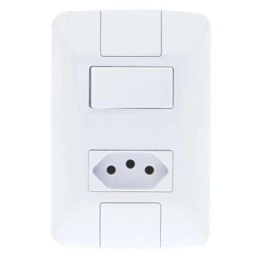 Imagem de Conjunto Interruptor Simples + Tomada 10a Linha Aria Tramontina Branco Modular Fixação Facilitada