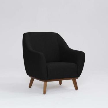 Imagem de Poltrona Tecido Linho Base Madeira Paloma - Domi