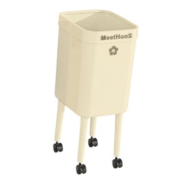 Imagem de MotiveTech Lixeira com rodas Lixeira para sala de estar Cozinha Banheiro, Creme