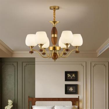 Imagem de Luminária pendente contemporânea americana retrô criatividade sala de estar sala de jantar quarto hotel villa café arte simples led lustre doméstico (6 luzes)