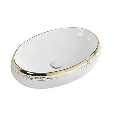 Imagem de Pias de banheiro 61 x 40 cm, pia oval de vaso acima do balcão, pia de vaso branca, pias de vaso de banheiro de cerâmica, pia de bancada, tigelas ovais para pia de vaso de banheiro