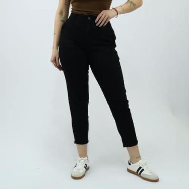 Imagem de Calca Sarja Sawary Mom Pregas Frontais, 36, Preto