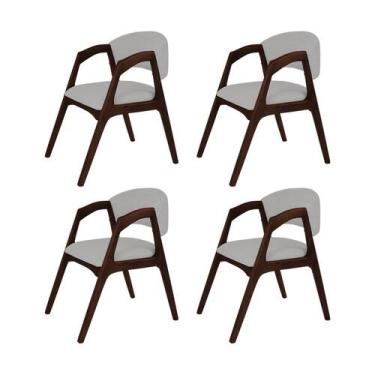 Imagem de Conjunto com 4 Cadeiras de Jantar Estofada Gabriela Castanho Linho Cin