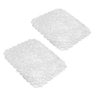 Imagem de Yiter Tapete para pia, protetor de pia transparente de PVC ajustável para pia de aço inoxidável ou porcelana, tapete de secagem de louça para bancada de pia de cozinha, 40 x 30 cm (2, transparente)
