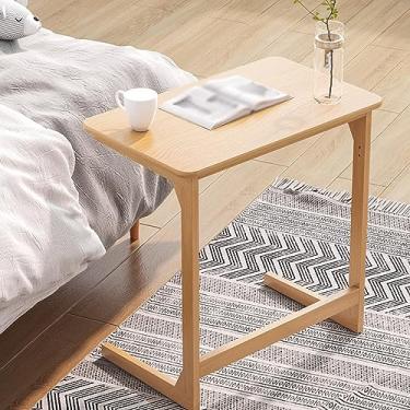 Imagem de Mesa de cama leve, armário lateral de sofá de madeira maciça ecológica, mesa portátil, sala de estar, mesa de chá em forma de C, mesa para computador portátil, uso hospitalar e doméstico (m
