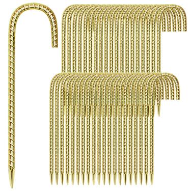 Imagem de Pacote com 40 estacas de vergalhão de 30 cm de aço galvanizado antiferrugem âncoras de chão fortes para barracas, kits de posição, cercas, tecido de paisagem de trampolins para jardim agrícola