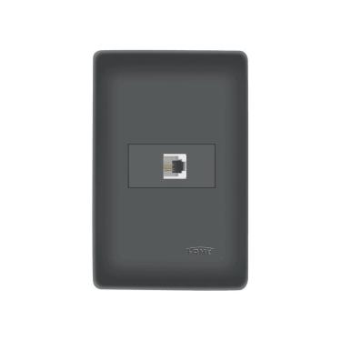 Imagem de Tomada para Telefone Fame Habitat Black RJ11 4 Vias com Placa 4x2