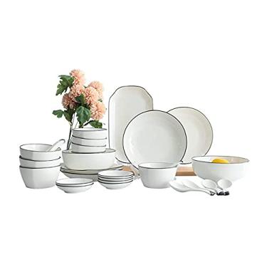 Imagem de Conjunto de pratos de jantar quadrados de porcelana, 29, 56 peças, conjunto de louça de cerâmica, conjunto de serviço de jantar