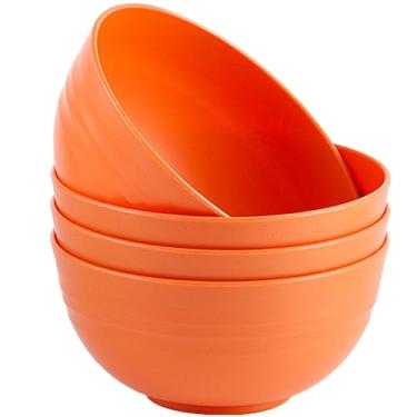 Imagem de Conjunto de 4 tigelas inquebráveis de cereais de palha de trigo, 680 g, seguras para micro-ondas e lava-louças, conjuntos leves de tigela de sopa e salada, tigelas de sobremesa reutilizáveis para