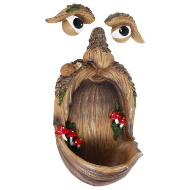 Imagem de Alimentador de pássaros com rostos de árvores, decorativo, ao ar livre, rosto de velho, alimentador de pássaros, decoração de arte de jardim, artesanato de resina para quintais, jardins externos