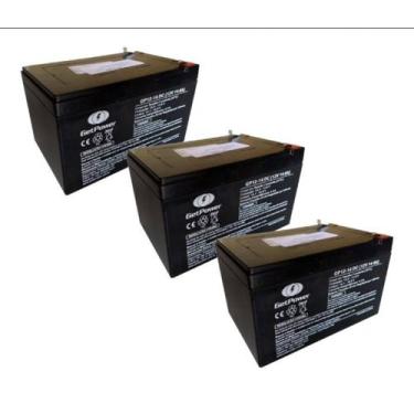 Imagem de Kit 3 baterias 12v 14ah ciclo para bicicleta eletrica,patinete eletric