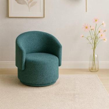 Imagem de Poltrona Orgânica Bouclé Redonda para Sala Quarto Recepção Confortável