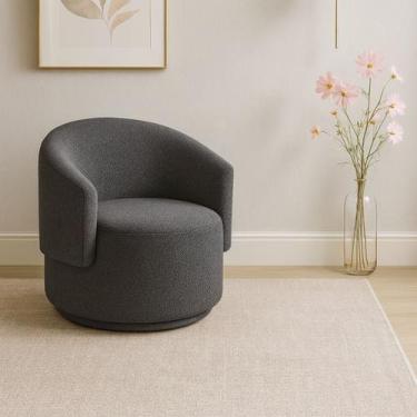 Imagem de Poltrona Orgânica Bouclé Redonda para Sala Quarto Recepção Confortável