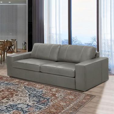 Imagem de Sofá Decorativo Agatha 2 Lugares Sala de estar 150cm Pés em Madeira Couro Grafite G88 - Gran Belo