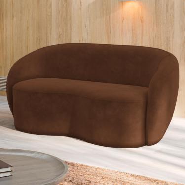 Imagem de Sofá Living Decorativo 160cm 2 Lugares Íbis Encosto Fixo Veludo Marrom G33 - Gran Belo